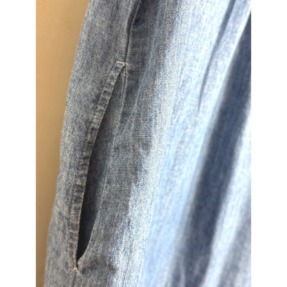J.McLaughlin Womens Blue Denim Chambray Shirt Dress Midi Pockets Size L - Picture 6 of 15